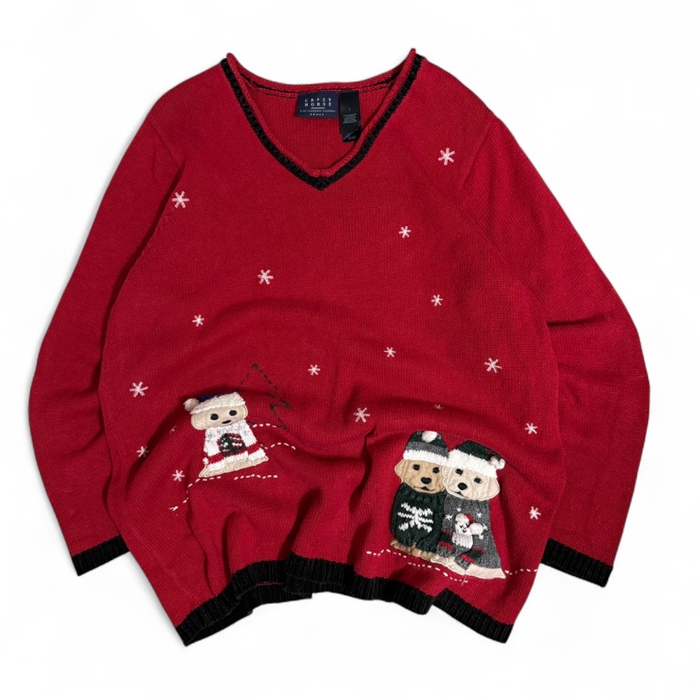 VTG CRaZY HORSE Liz Claiborne Knit Sweater Womens Sz 1X Holiday Pullover Comfort